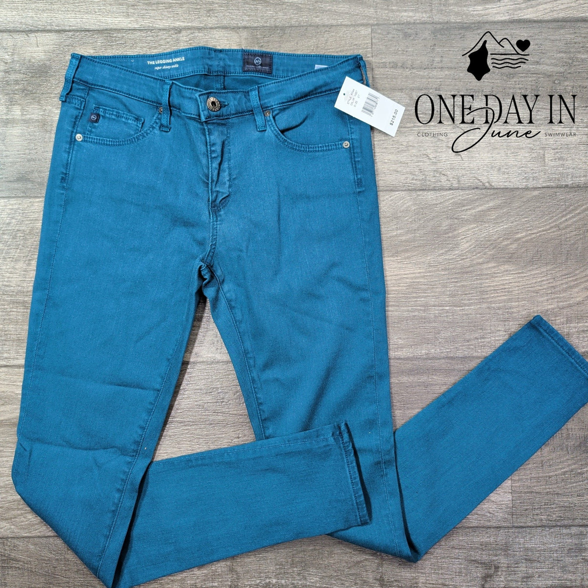 AG Adriano Goldschmied The Legging Ankle Super Skinny Jeans Teal NWT Size 4 (27)
