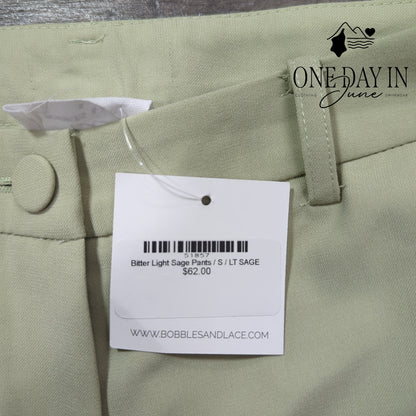 Bobbles & Lace Bitter Light Sage Pants Size S
