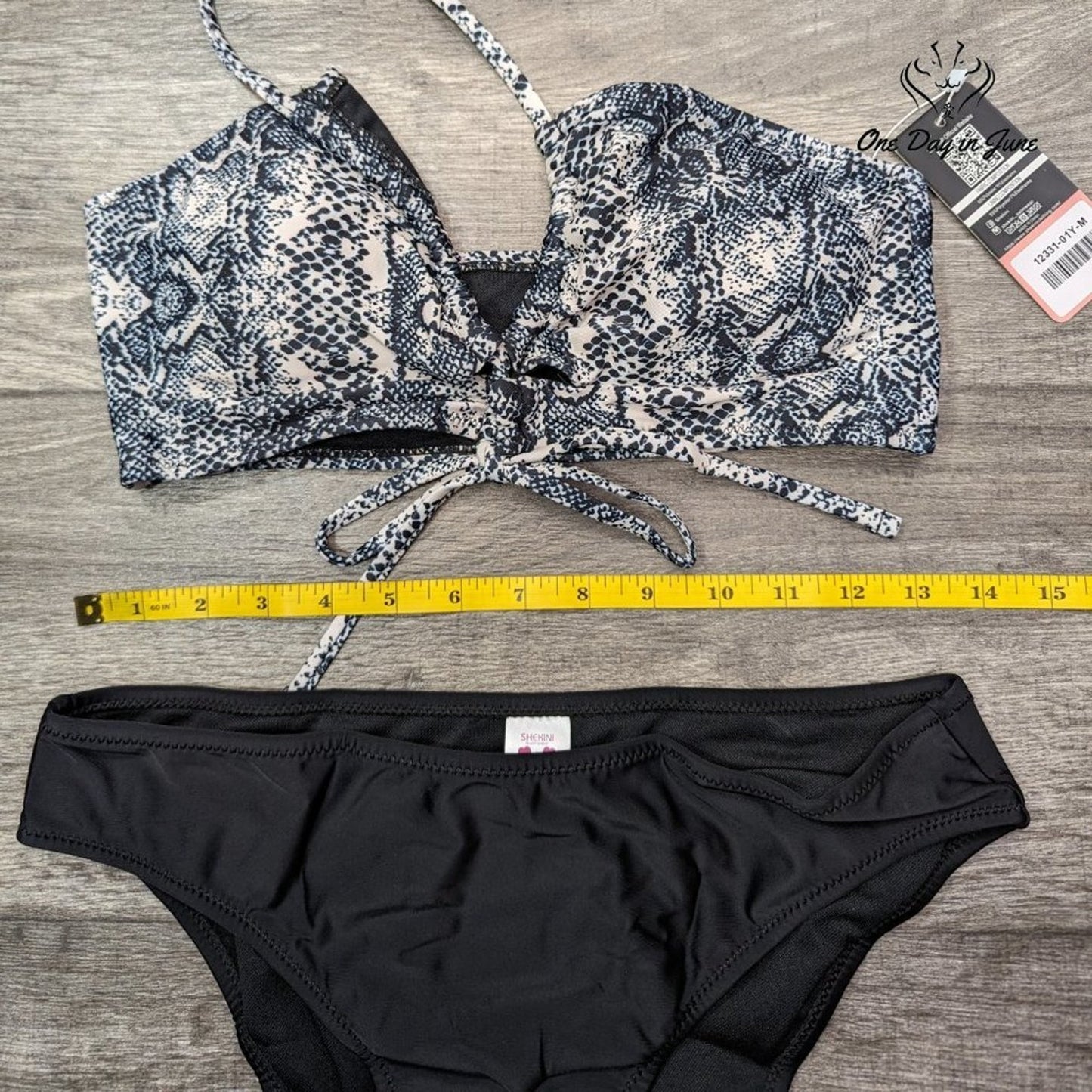 Shekini Halter Cutout Snake Skin Bikini Swimsuit Size M