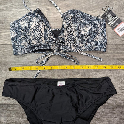 Shekini Halter Cutout Snake Skin Bikini Swimsuit Size M