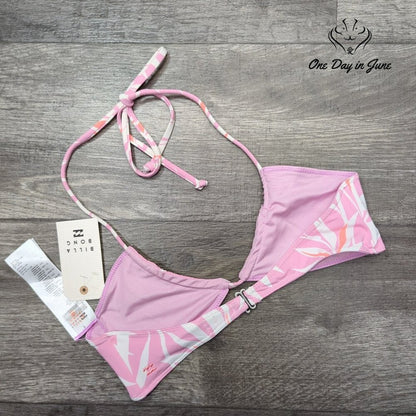 Billabong Another Paradise Bandeau Bikini Top Pink Floral NWT $59.95 Size S