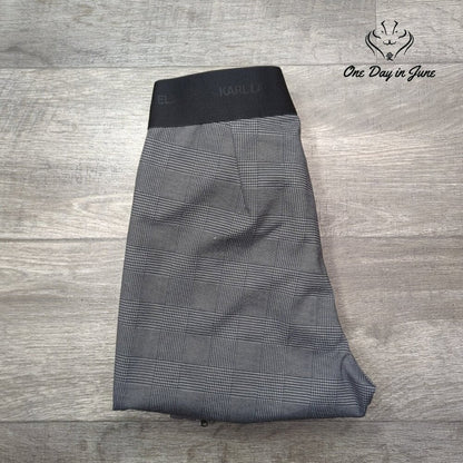 Karl Lagerfeld Paris Houndstooth Ankle Pants Gray Pull On Zip NW Size S