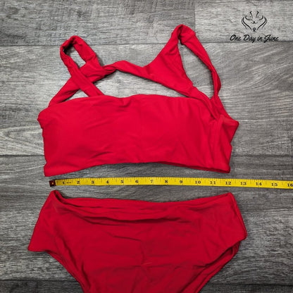 ODIJ High Waist Crop Top Bikini Swimsuit Size S