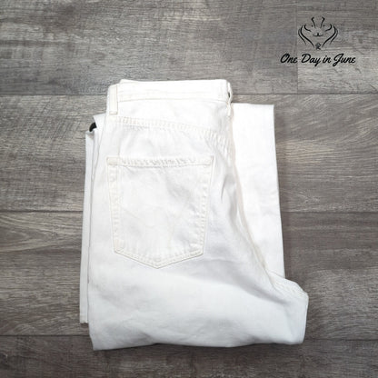 Citizens of Humanity High Rise Pleated Wide Leg Jeans White Size 28