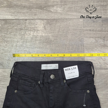 Topshop Jamie High Rise Distressed Skinny Jeans Black NWT Size 2 (25X32)