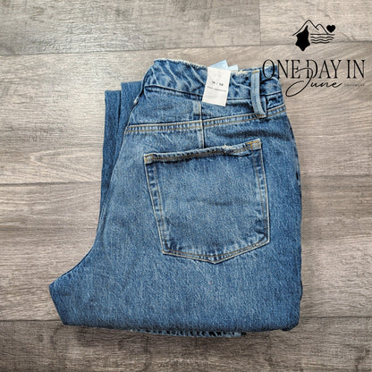 Good American Good 90s Icon Straight Leg Jeans Blue952 High Rise NWT Size 14