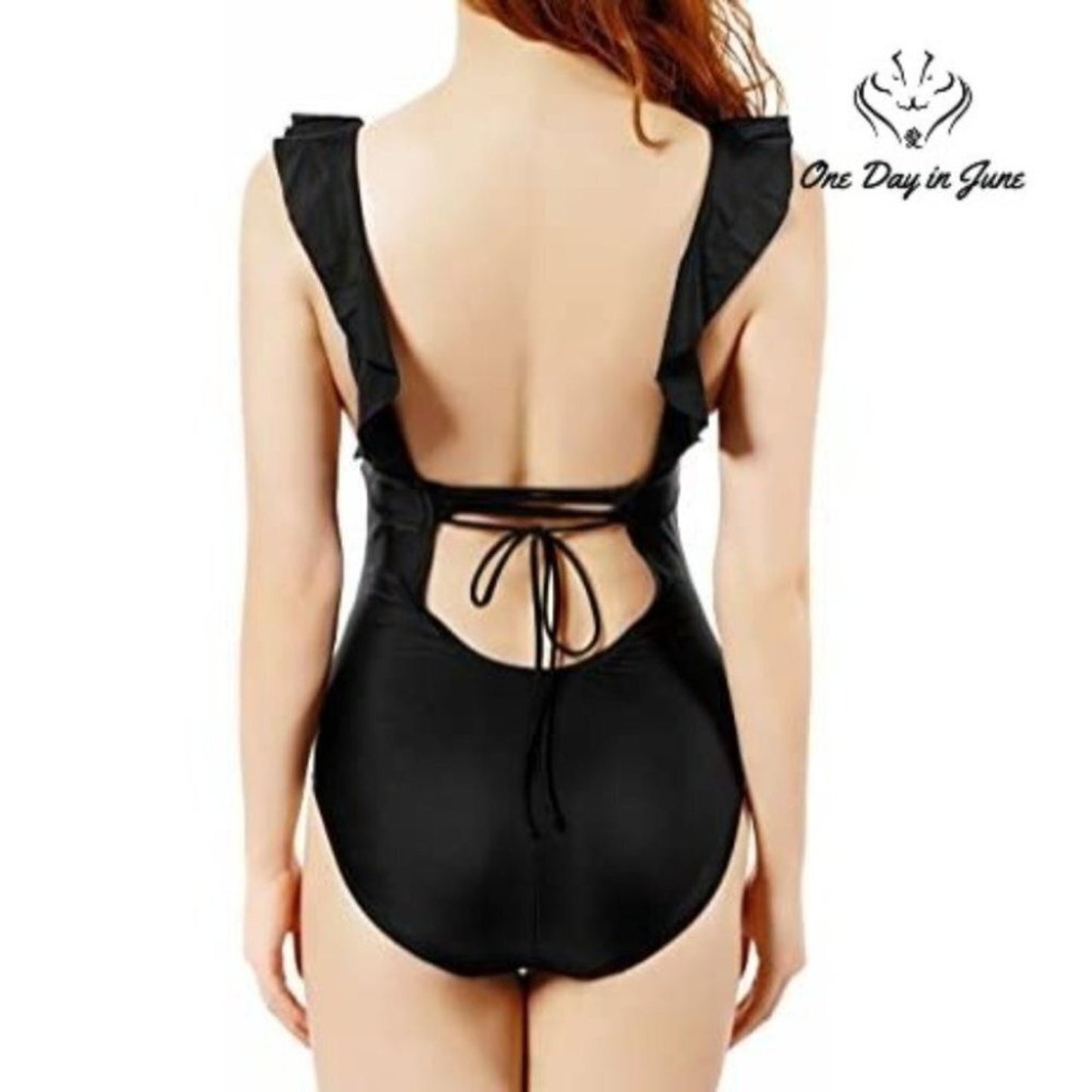 Soyml Ruffle Criss Cross Back One Piece Size M