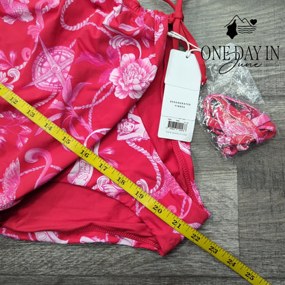 SeaFolly Ahoy DD Drawstring Bandeau One Piece Swimsuit Red NWT Size 6