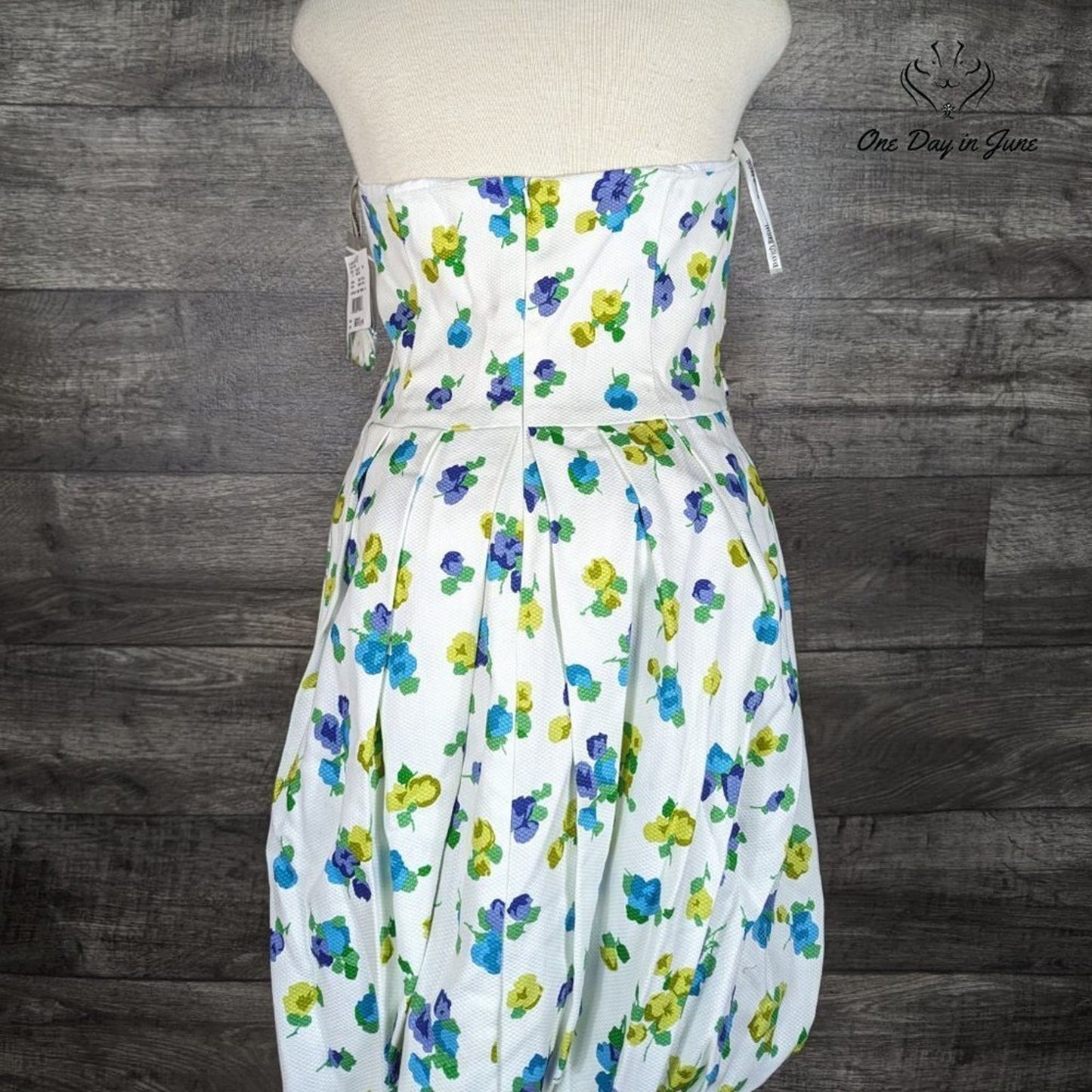 David's Bridal Strapless Floral Bubble Dress Size 14