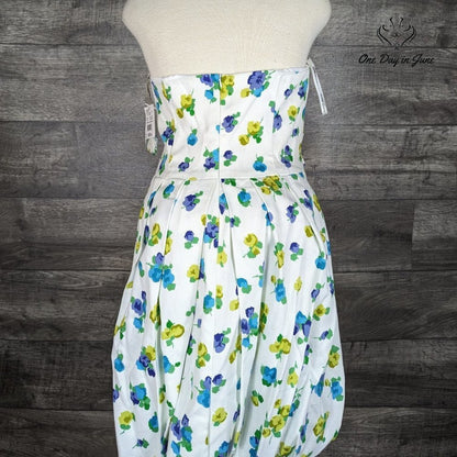 David's Bridal Strapless Floral Bubble Dress Size 14