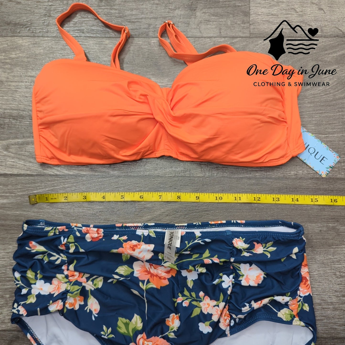 Yonique Plus Size Cross Front High Waist Bikini Swimsuit Size 12W