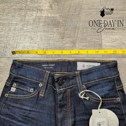 AG Adriano Goldschmied Farrah Skinny Jeans Dark Wash High Rise Denim NWT Size 00