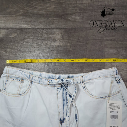 Splendid Wide Leg Crop Jeans White Acid Wash Drawstring NWT $168 Size S