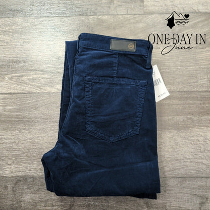 AG Adriano Goldschmied Angel Fatigue Corduroy Bootcut Pants Navy NWT Size 4 (27)