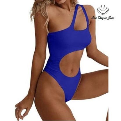 Beagimeg One Shoulder Cut Out One PieceNot Padded Size S