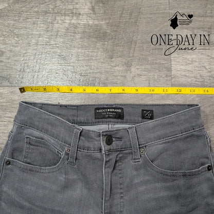 Lucky Brand High Rise Skinny Ankle Jeans Gray Raw Hem Stretch Size 4 (27)