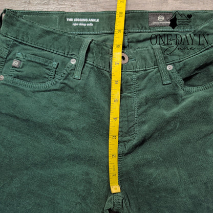 AG Adriano Goldschmied The Legging Ankle Velveteen Jeans Green NWT Size 4 (27)