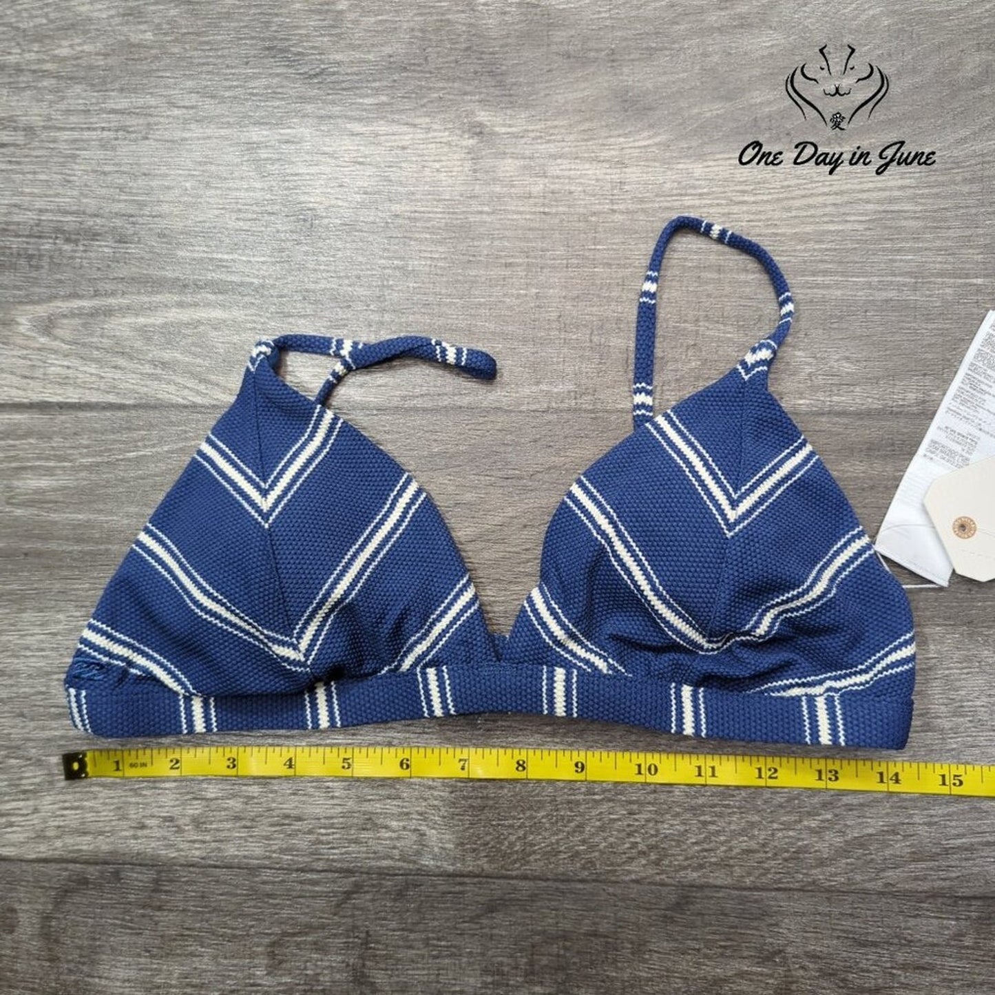 Billabong Sea Beyond Fixed Triangle Bikini Top Blue Stripe Sail Away NWT Size XL