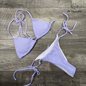 ODIJ Ribbed Triangle Brazilian Bikini Swimsuit Size L