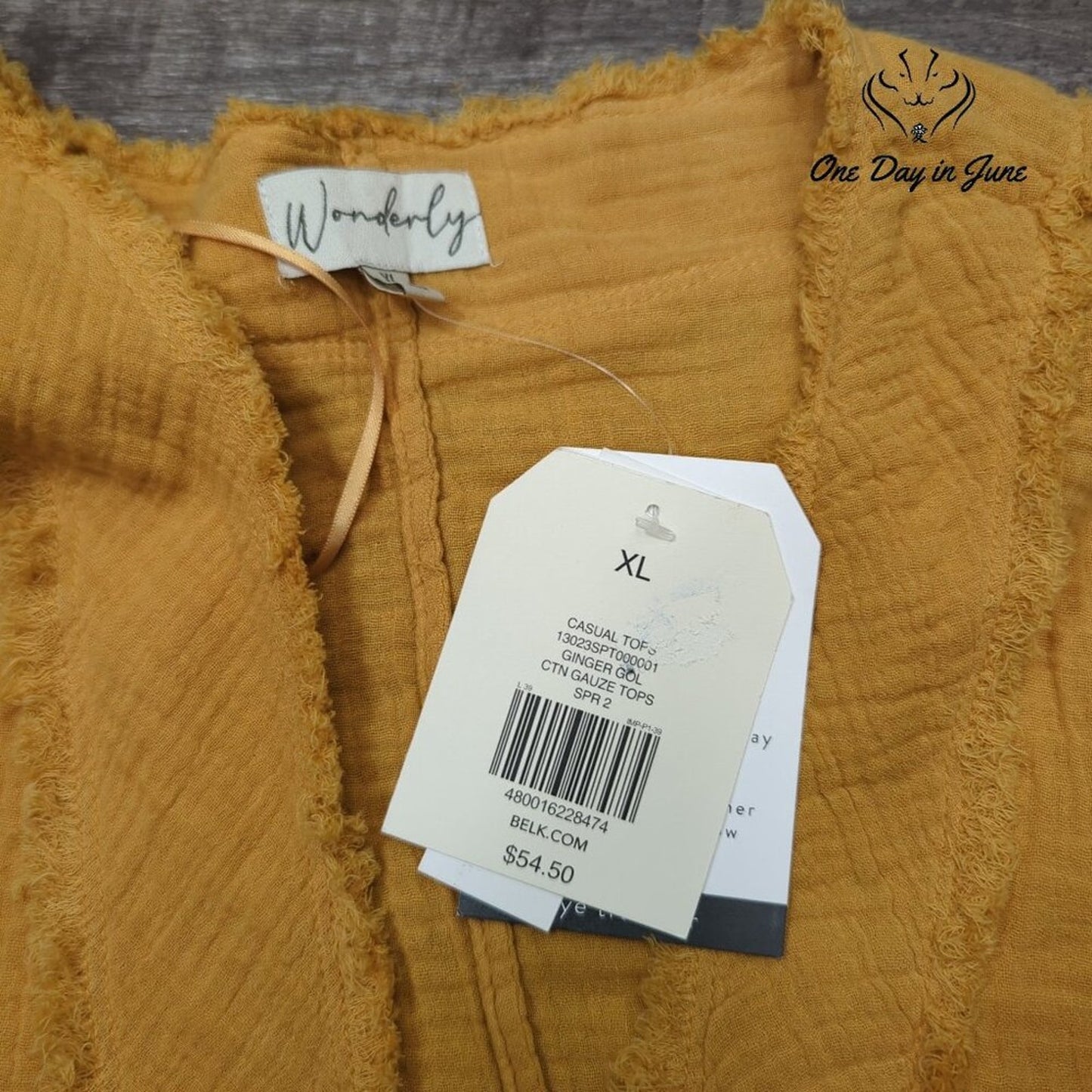Wonderly Long Sleeve Gauze Top Size XL