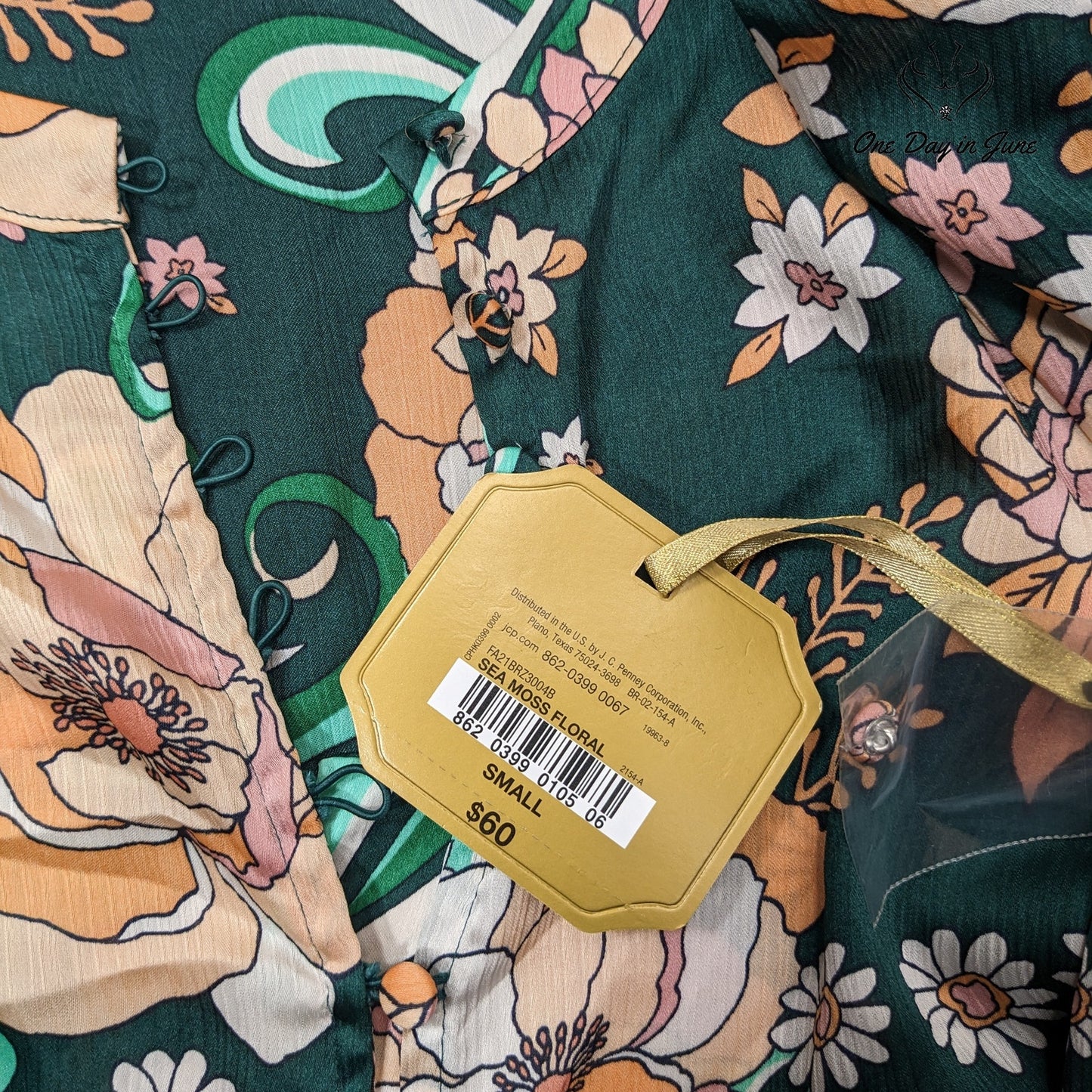 Ryegrass Sea Moss Floral Long Sleeve Top Size S