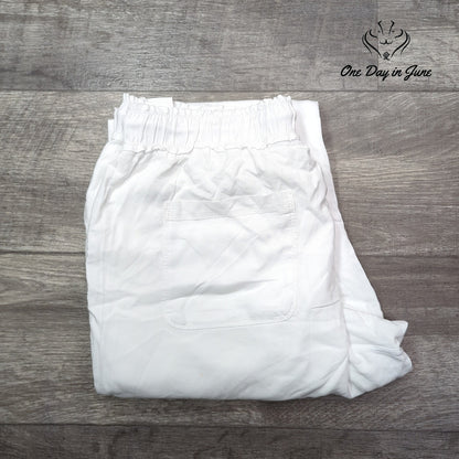 Splendid Womens White Drawstring Pull On Straight Leg Pants Pockets Size XL