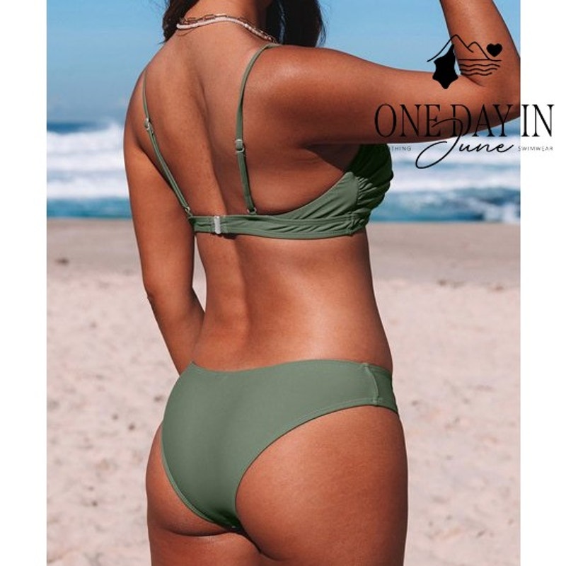 Aleumdr Ruched Top Bandeau Bikini Swimsuit Size M