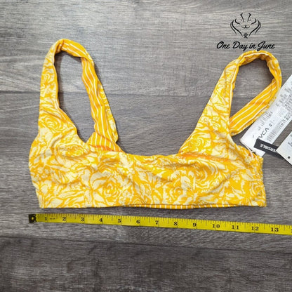 RVCA Forever Bralette Reversible Bikini Top Yellow Floral NWT $58 Size XS