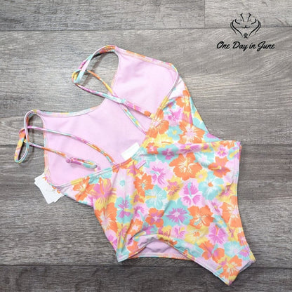 Roxy Girls Floraya One Piece Swimsuit Floral High Leg Tropical NWT Size 10
