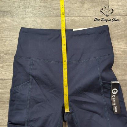 Gottex Inter-Luxe Capri Yoga Leggings Navy Tummy Control Pockets NWT Size XS
