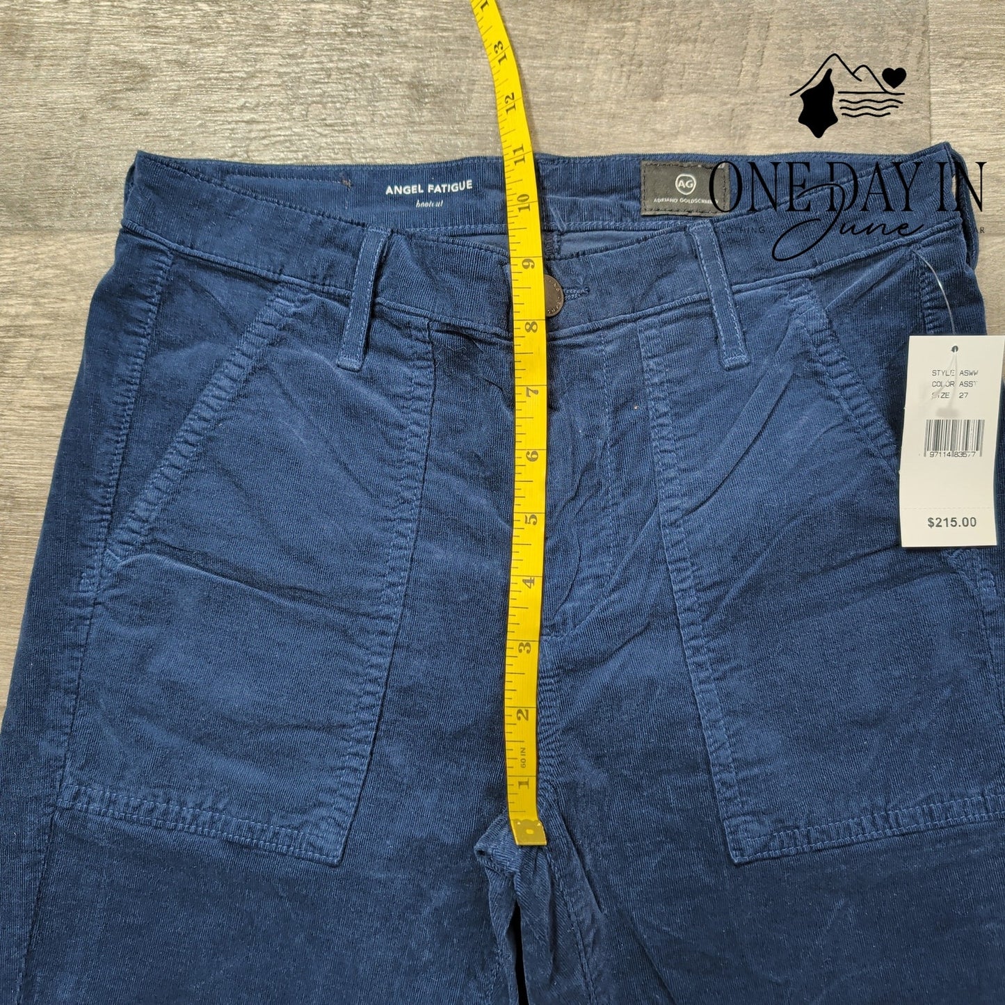 AG Adriano Goldschmied Angel Fatigue Corduroy Bootcut Pants Navy NWT Size 4 (27)