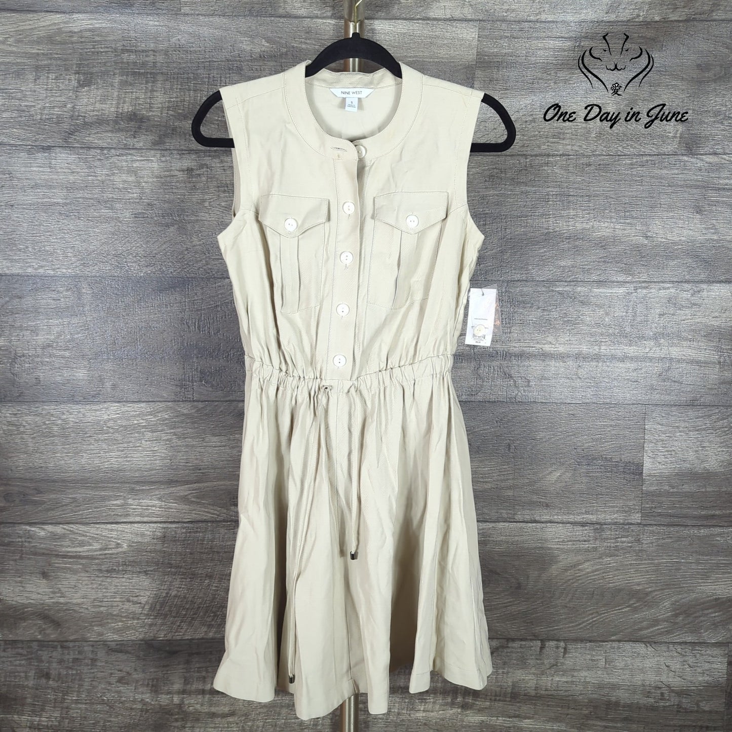 Nine West Sleeveless Tie Waist Dress Size S