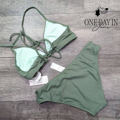 Cupshe Tie Back Triangle Bikini Swimsuit Size S