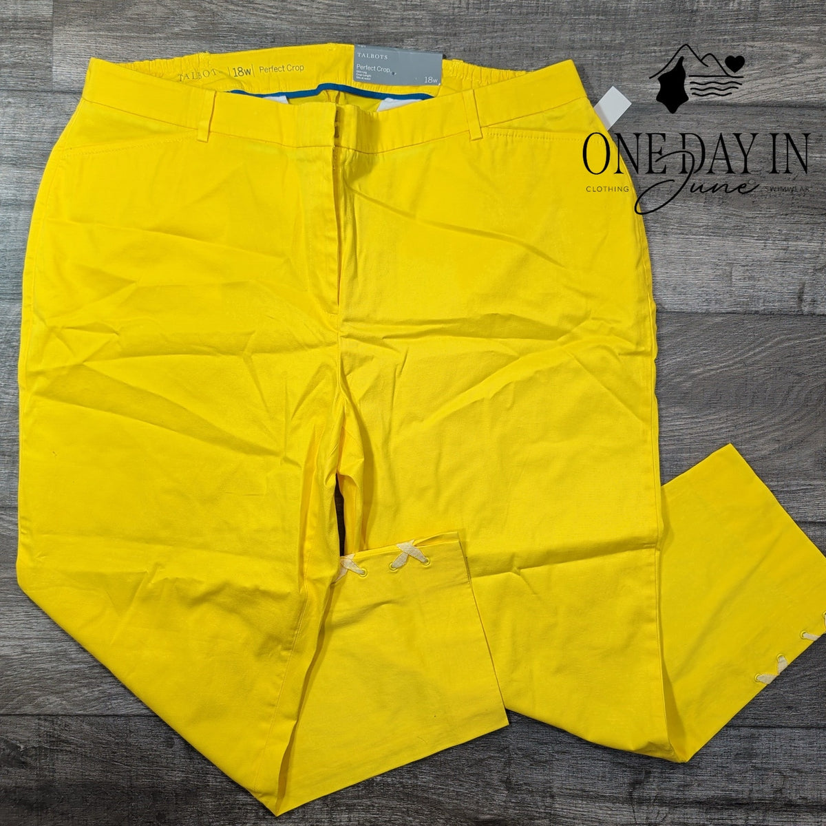 Talbots Plus Size Perfect Crop Slim Leg Pants Yellow NWT $89.50 Size 18W