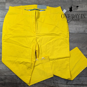 Talbots Plus Size Perfect Crop Slim Leg Pants Yellow NWT $89.50 Size 18W