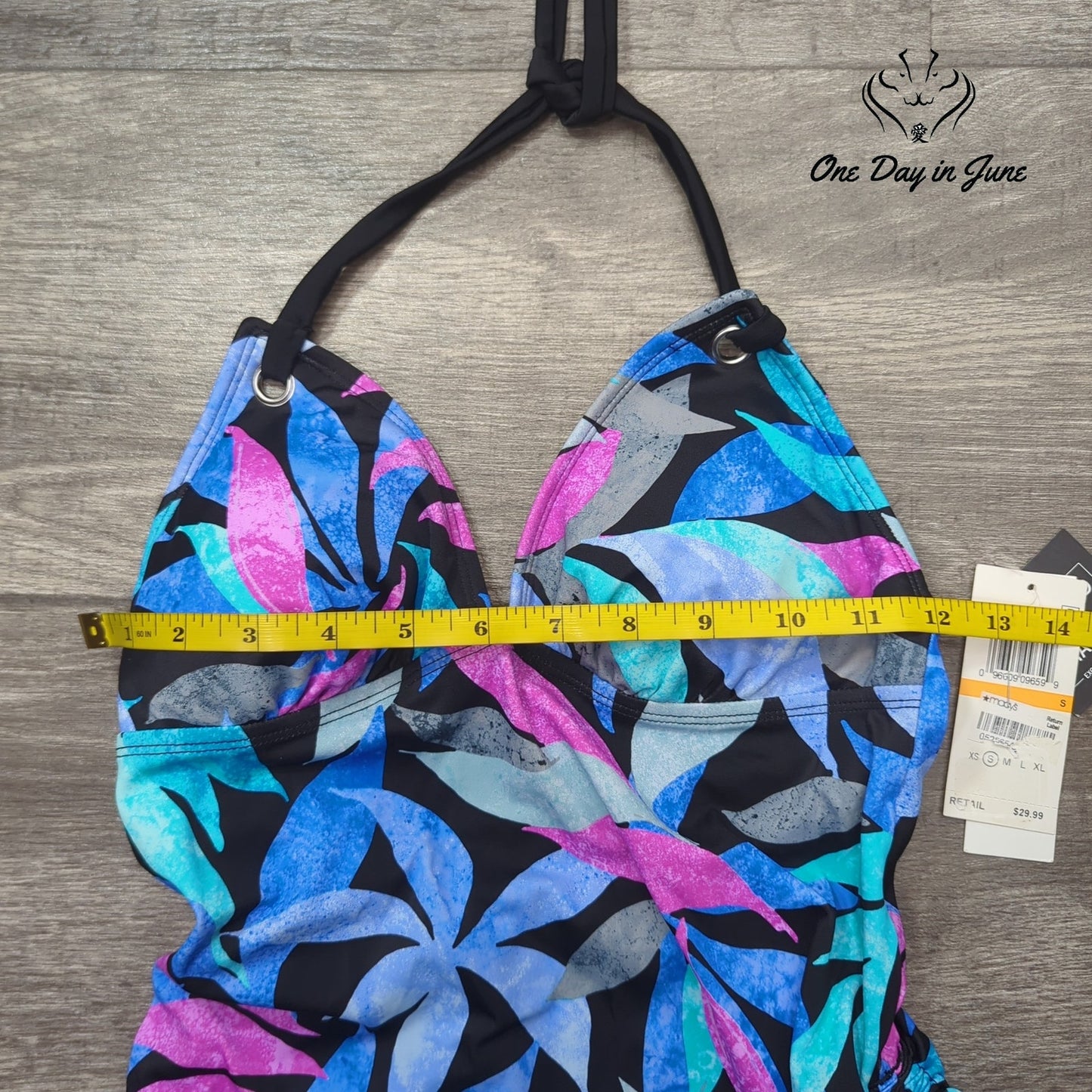 Salt & Cove Halter Ruched Tankini Top Size S