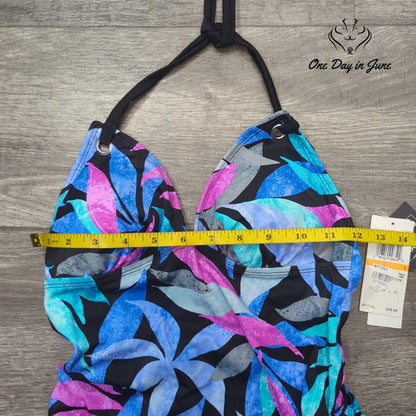 Salt & Cove Halter Ruched Tankini Top Size S
