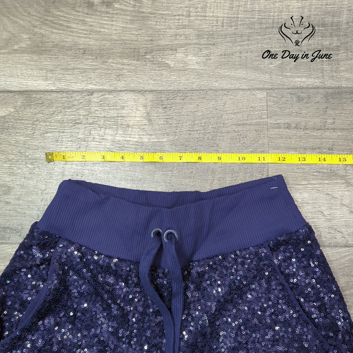 Susana Monaco Sequin Drawstring Jogger Pants Thunder Blue Size XS