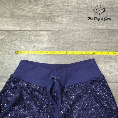 Susana Monaco Sequin Drawstring Jogger Pants Thunder Blue Size XS
