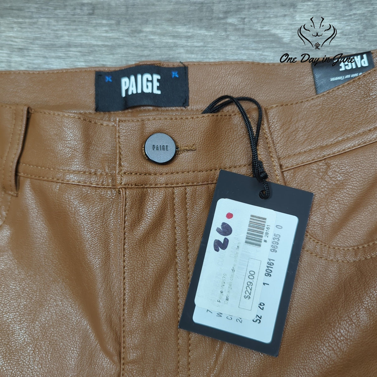 Paige Claudine Ankle Flare Faux Leather Pants Cognac Brown NWT Size 26 (2)