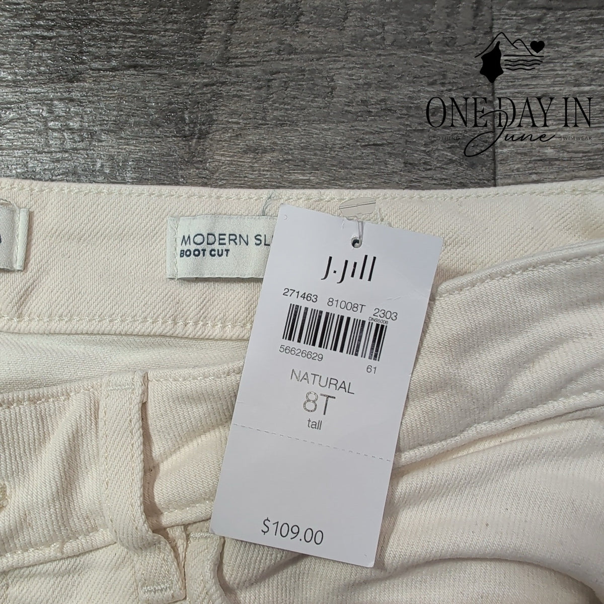 J. Jill Modern Slim Boot Cut Jeans Tall Natural Ivory Denim NWT Size 8 Tall