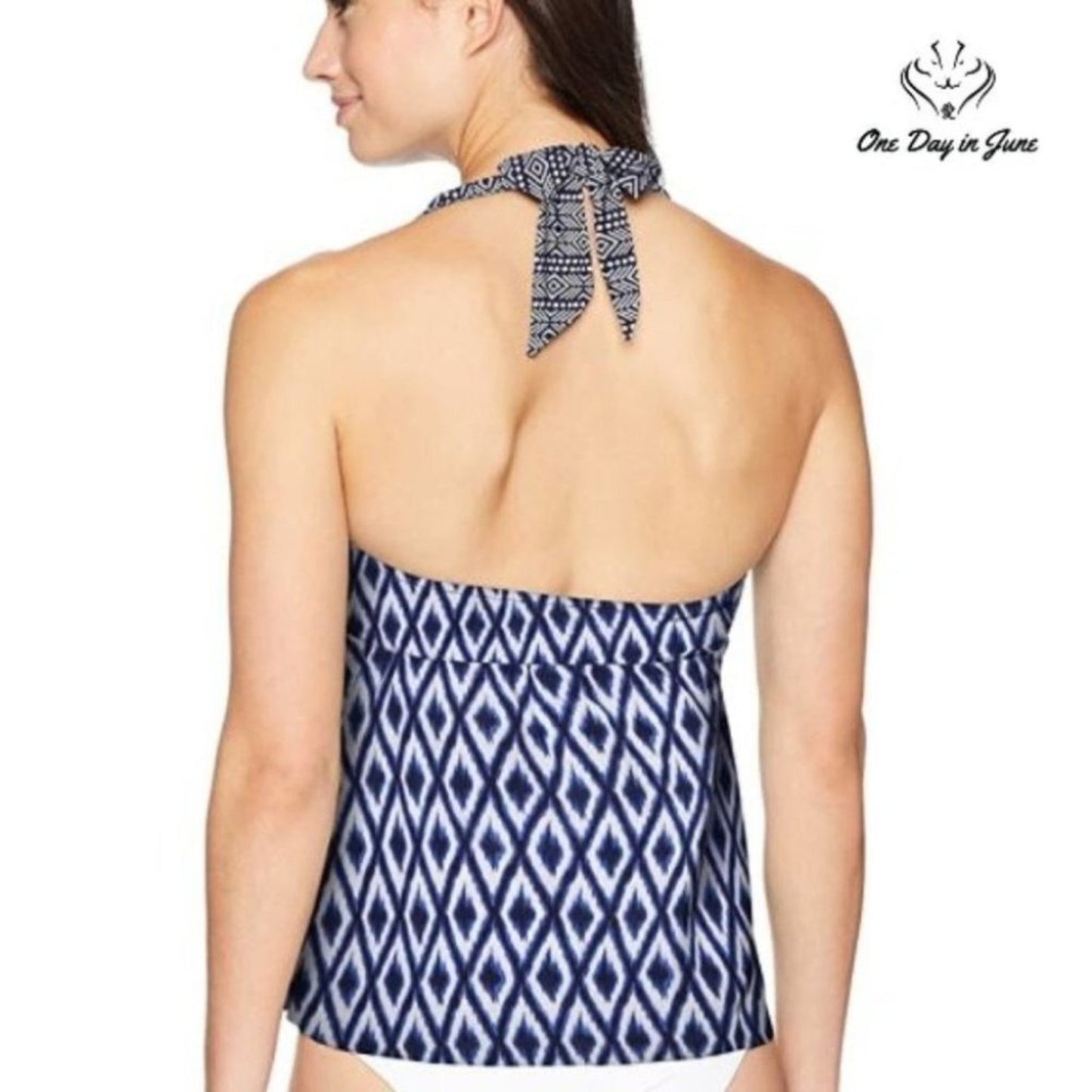 Coastal Blue Halter Neck Tankini Top Size M (8-10)