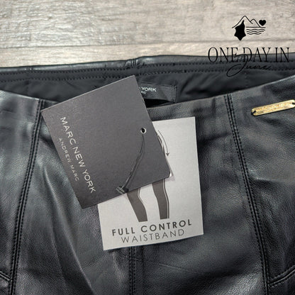 Marc New York Faux Leather Slim Leg Pants Black Full Control Waist NWT Size M