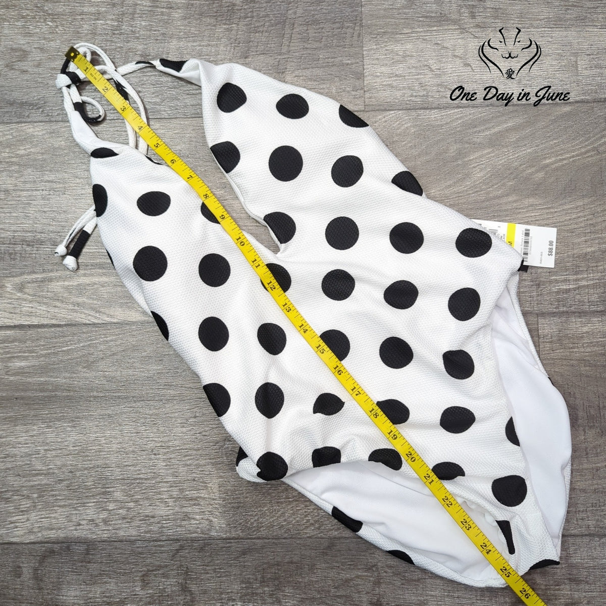 Bar III This And Dot Polka Dot Plunging One Piece Swimsuit NWT Size M