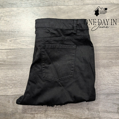 Ethyl Clothing Black Distressed Fringe Hem Jeans Stretch NWT Size 16