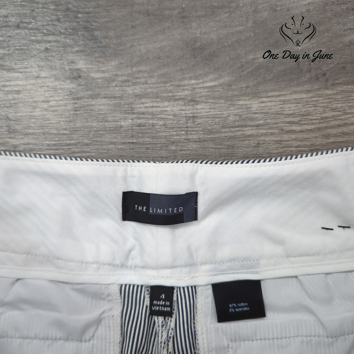 The Limited Pinstripe Bermuda Shorts Black White Cotton Stretch Size 4