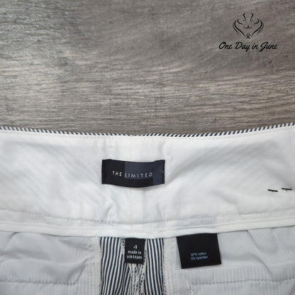 The Limited Pinstripe Bermuda Shorts Black White Cotton Stretch Size 4