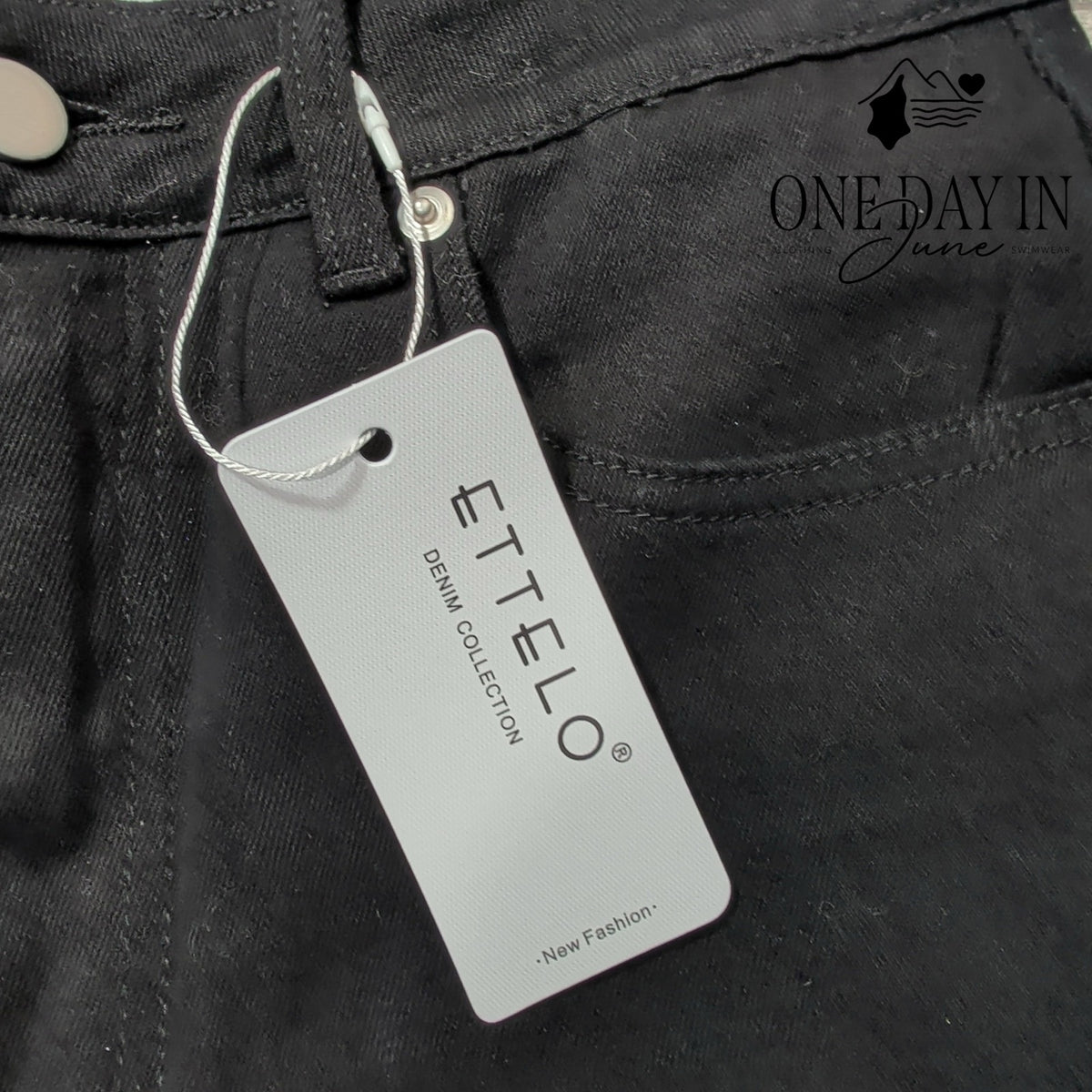 Ettelo Denim Collection High Rise Straight Leg Jeans Black NWT Size 12