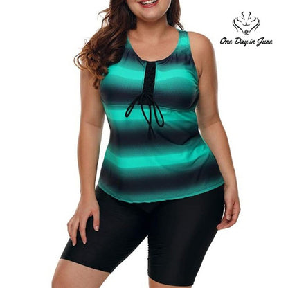 Lalagen Color Block Tankini Swimsuit Size M