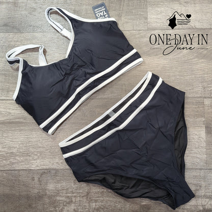 Blooming Jelly High Waist Crop Bikini Swimsuit Size L